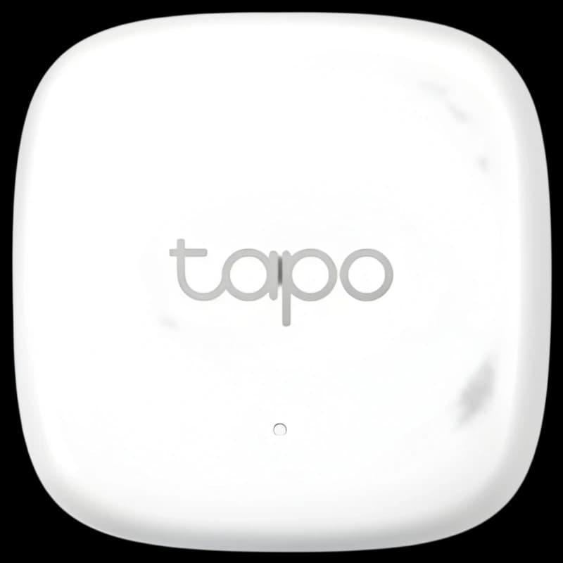 TP-Link Tapo T310 - Sensor de temperatura e humidade compacto, branco, formato quadrado com cantos arredondados, logotipo tapo central e LED indicador