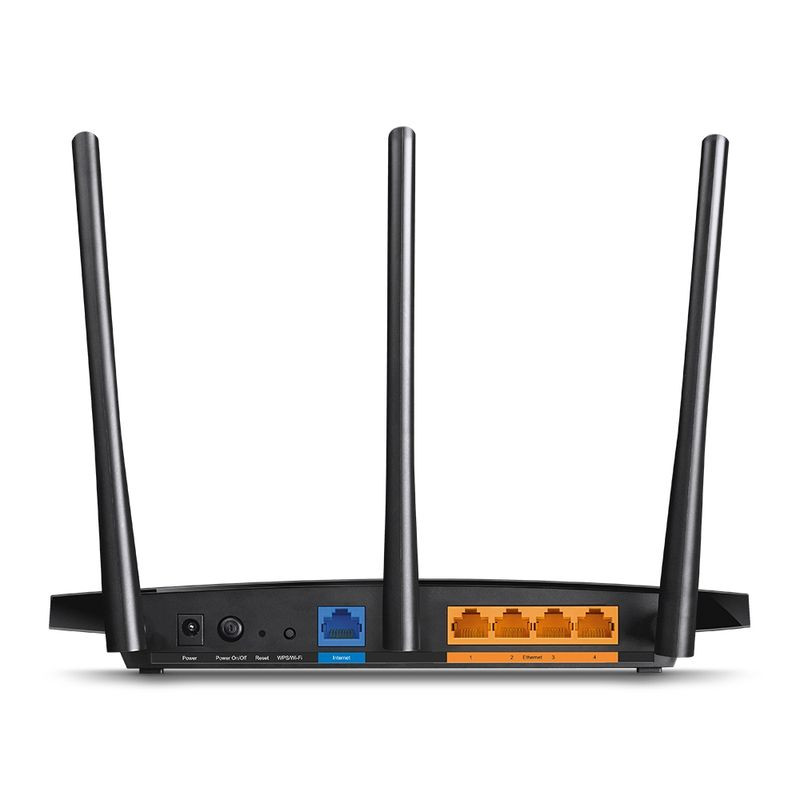 Router TP-Link Archer A8 AC1900 negro, tres antenas externas ajustables, indicadores LED frontales, diseño compacto de líneas horizontales y acabado brillante - Ítem2