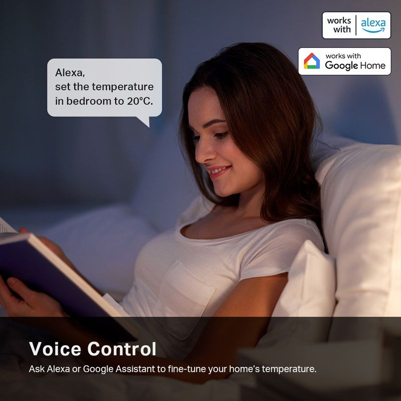 TP-Link KE100 Kasa válvula termostática blanca con pantalla LED lateral, iconos táctiles y anillo metálico de ajuste para radiador inteligente - Ítem4