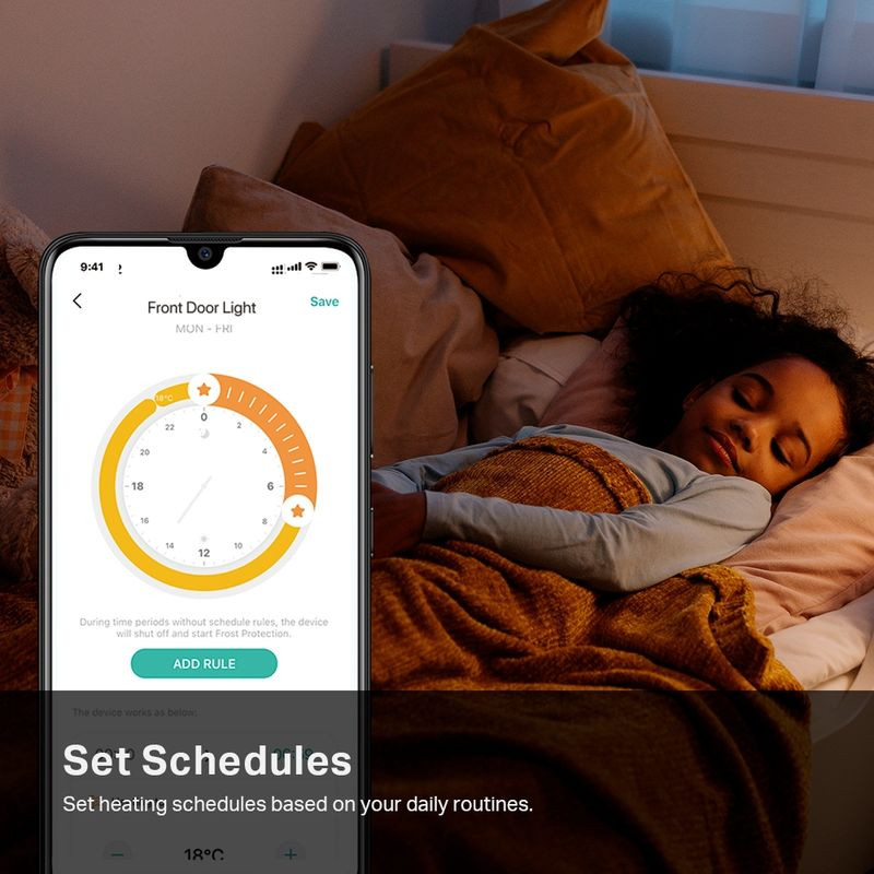 TP-Link KE100 Kasa válvula termostática blanca con pantalla LED lateral, iconos táctiles y anillo metálico de ajuste para radiador inteligente - Ítem5