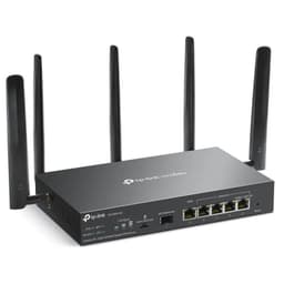 Routeur TP-Link Omada ER706W-4G: boîtier noir avec 4 antennes externes, 4 ports Gigabit RJ45, ports WAN/LAN, WiFi bi-bande 2,4/5 GHz, design pro.