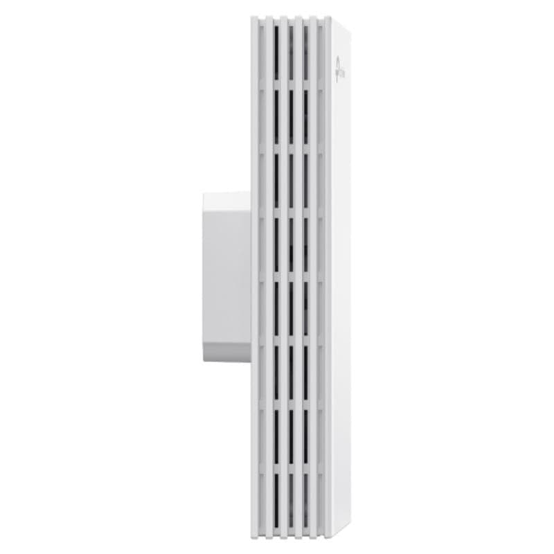 TP-Link Festa F65-Wall: módulo de acesso Wi‑Fi 6 AX3000 para parede, design branco vertical com grelhas de ventilação e corpo estreito saliente