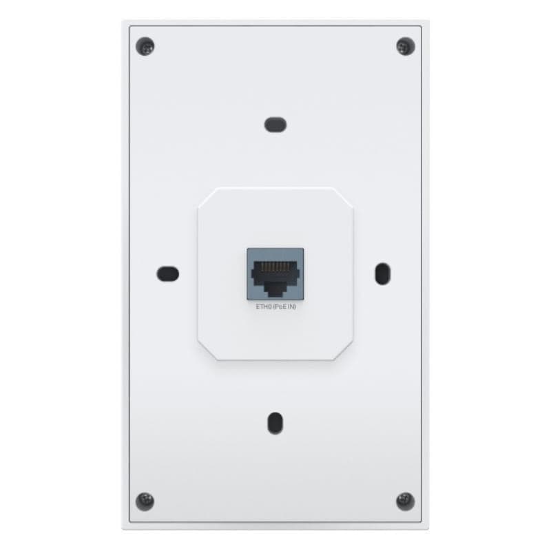TP-Link Festa F65-Wall: módulo de parede branco com porta Ethernet PoE In central, formato retangular, quatro parafusos visíveis e recortes de ventilação