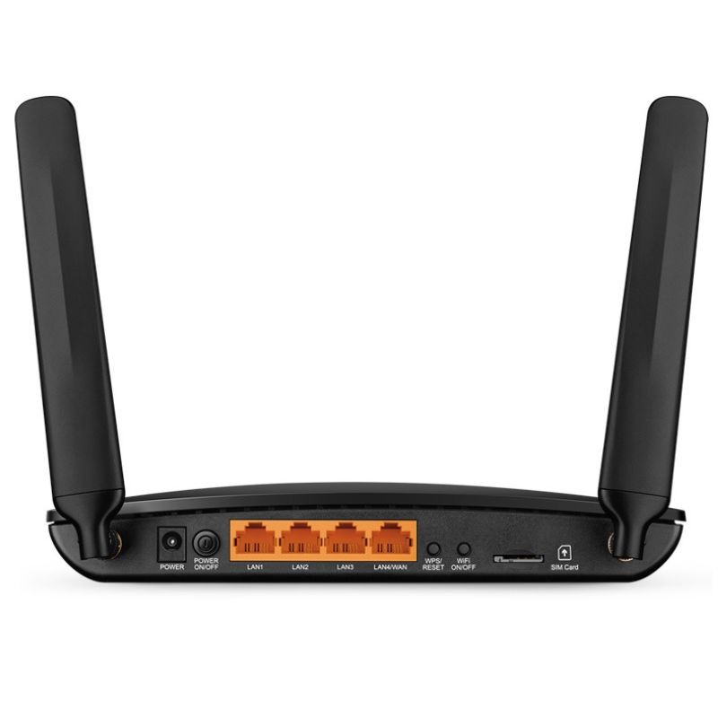 TP-Link TL-MR150 Router 4G LTE Wi-Fi 4 N300 negro, cuerpo brillante, dos antenas externas ajustables, LEDs frontales de estado y ventilación inferior - Ítem2