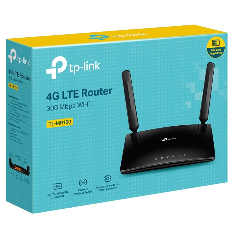 TP-Link TL-MR150 Router 4G LTE Wi-Fi 4 N300 negro, cuerpo brillante, dos antenas externas ajustables, LEDs frontales de estado y ventilación inferior - Ítem3