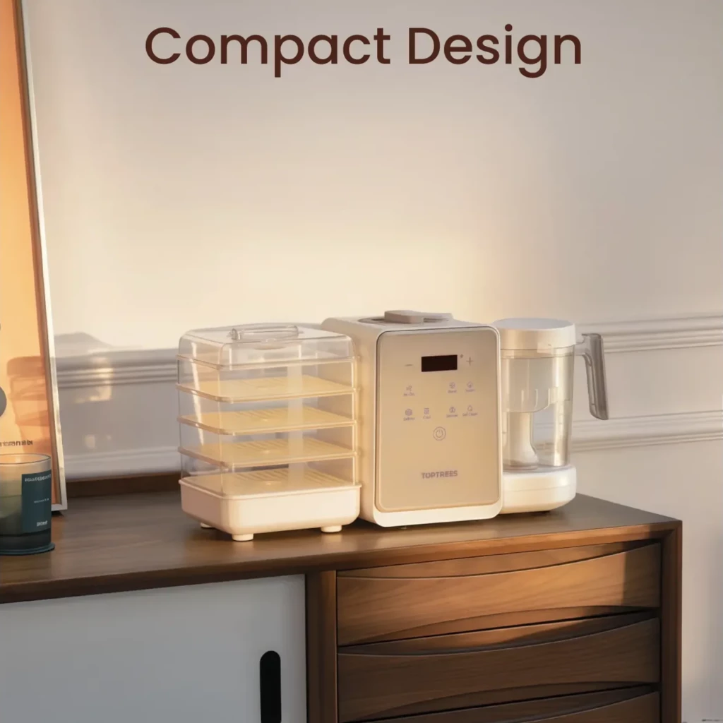 TopTrees Pet Treats Maker – processador branco com painel digital, botões táteis, jarra com alça e acessório de desidratação empilhável em múltiplas - Item5