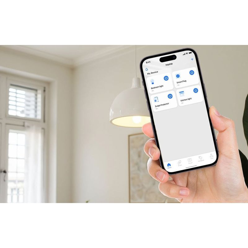 Meross MSS715MA-UN WiFi Switch blanco, compacto, con bornes L/N de entrada y salida, carcasa ovalada y etiqueta técnica impresa para instalación interior. - Ítem3