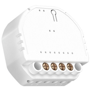Meross MSS815MA-UN WiFi - Switch: módulo interruptor empotrable blanco con carcasa compacta, bornes de tornillo accesibles y ranuras de ventilación lateral.