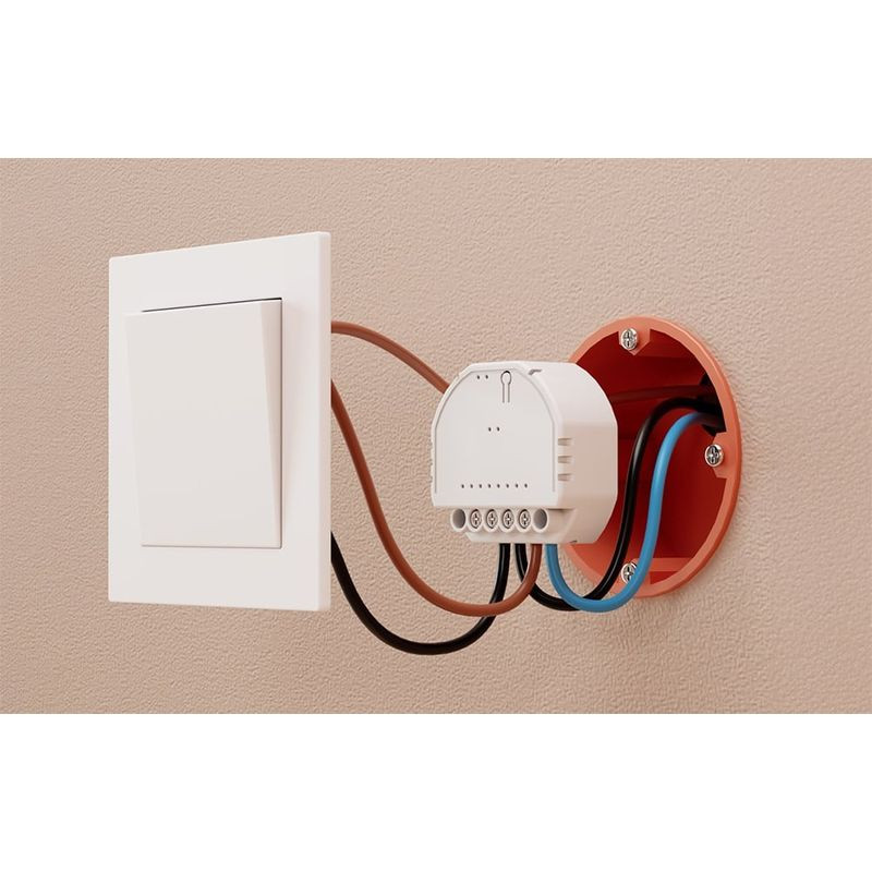 Meross MSS815MA-UN WiFi - Switch: módulo interruptor empotrable blanco con carcasa compacta, bornes de tornillo accesibles y ranuras de ventilación lateral. - Ítem3