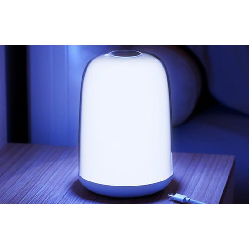 Lámpara Meross MSL430J: diseño cilíndrico blanco, difusor suave con luz cálida regulable RGB hasta 6500K, acabado minimalista y base redondeada. - Ítem4