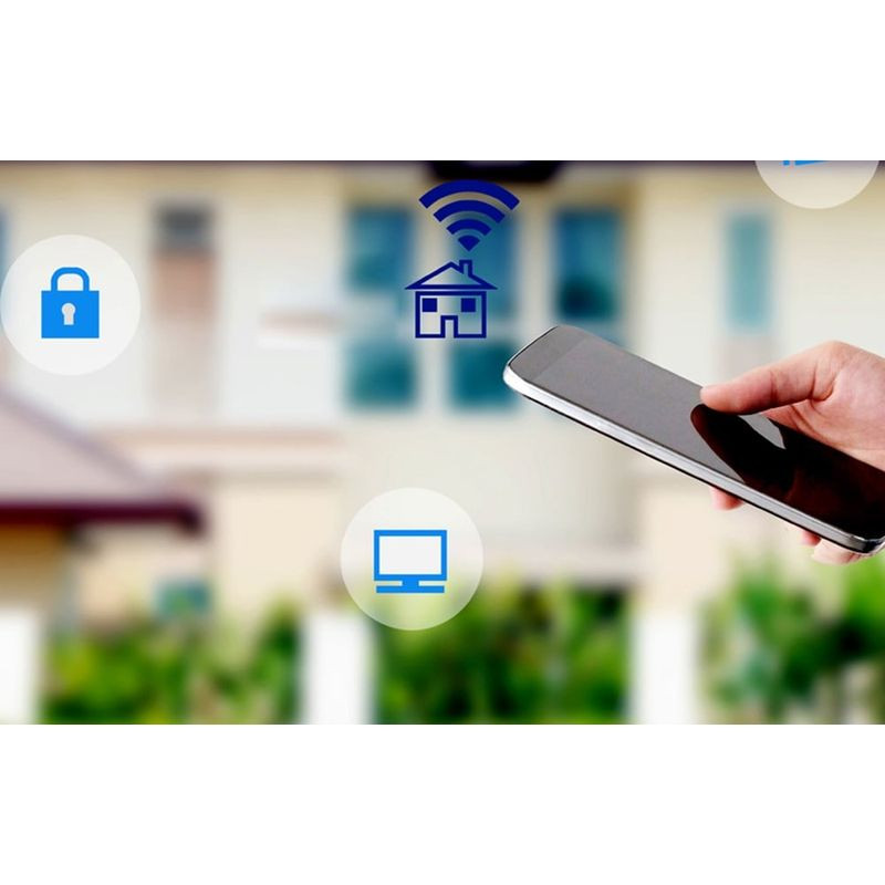 Heiman WS2GW-R WiFi - Switch: hub blanco compacto con bordes redondeados, botón central circular y puerto micro‑USB frontal, diseño minimalista y limpio. - Ítem8