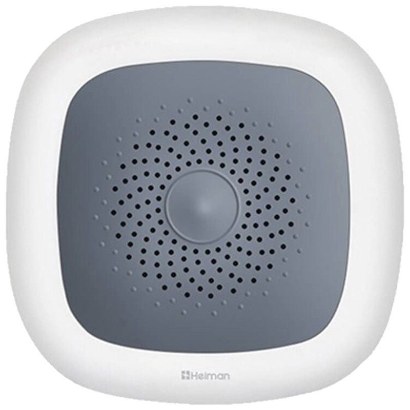 Heiman HS1HT Tuya Zigbee – Capteur compact gris et blanc avec grille perforée centrale, boîtier arrondi, design mural discret pour température et humidité - Ítem