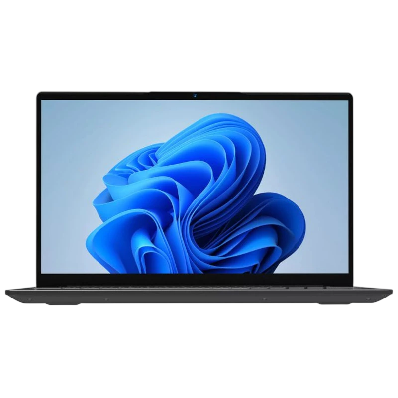 BMAX X17 Pro portátil 15.6 pulgadas con biseles finos, cámara centrada y teclado negro; pantalla amplia mostrando Windows 11 en tonos azules vibrantes - Ítem