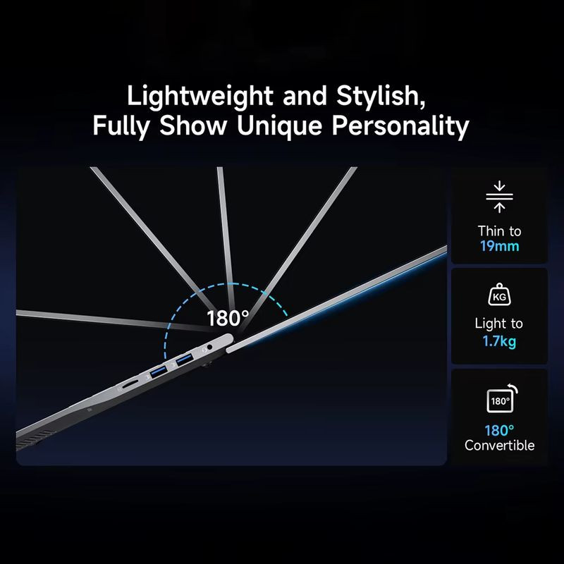 Portátil delgado negro con pantalla 15,6 pulgadas borde a borde, biseles ultrafinos y webcam centrada; teclado chiclet y diseño minimalista moderno - Ítem6