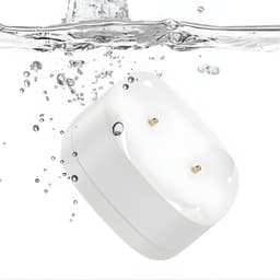 Sensor inteligente de fuga de água/inundação ZigBee SONOFF SNZB-05P (+bateria): módulo branco compacto com dois pinos dourados, resistente a respingos e