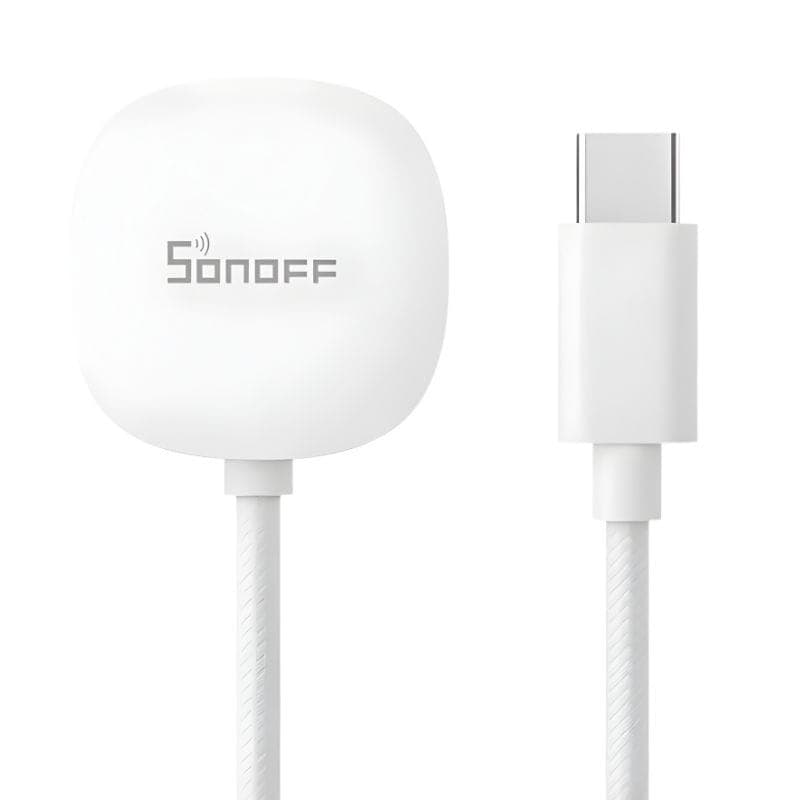 Cabo de extensão branco para detetor de inundações SNZB-05P SONOFF WLDC200 com conector USB-C e revestimento trançado, design compacto e robusto