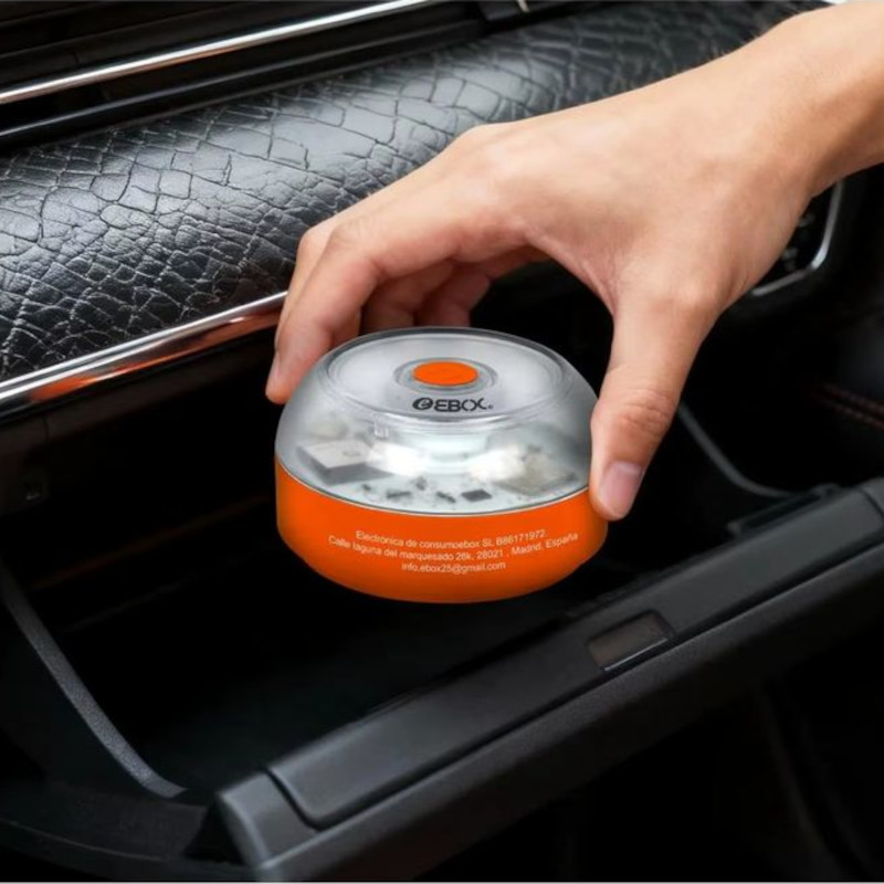 EBOX V16, balise d'urgence homologuée par la DGT 3.0 avec géolocalisation connectée et lumière d'une portée maximale de 1 km - Ítem2