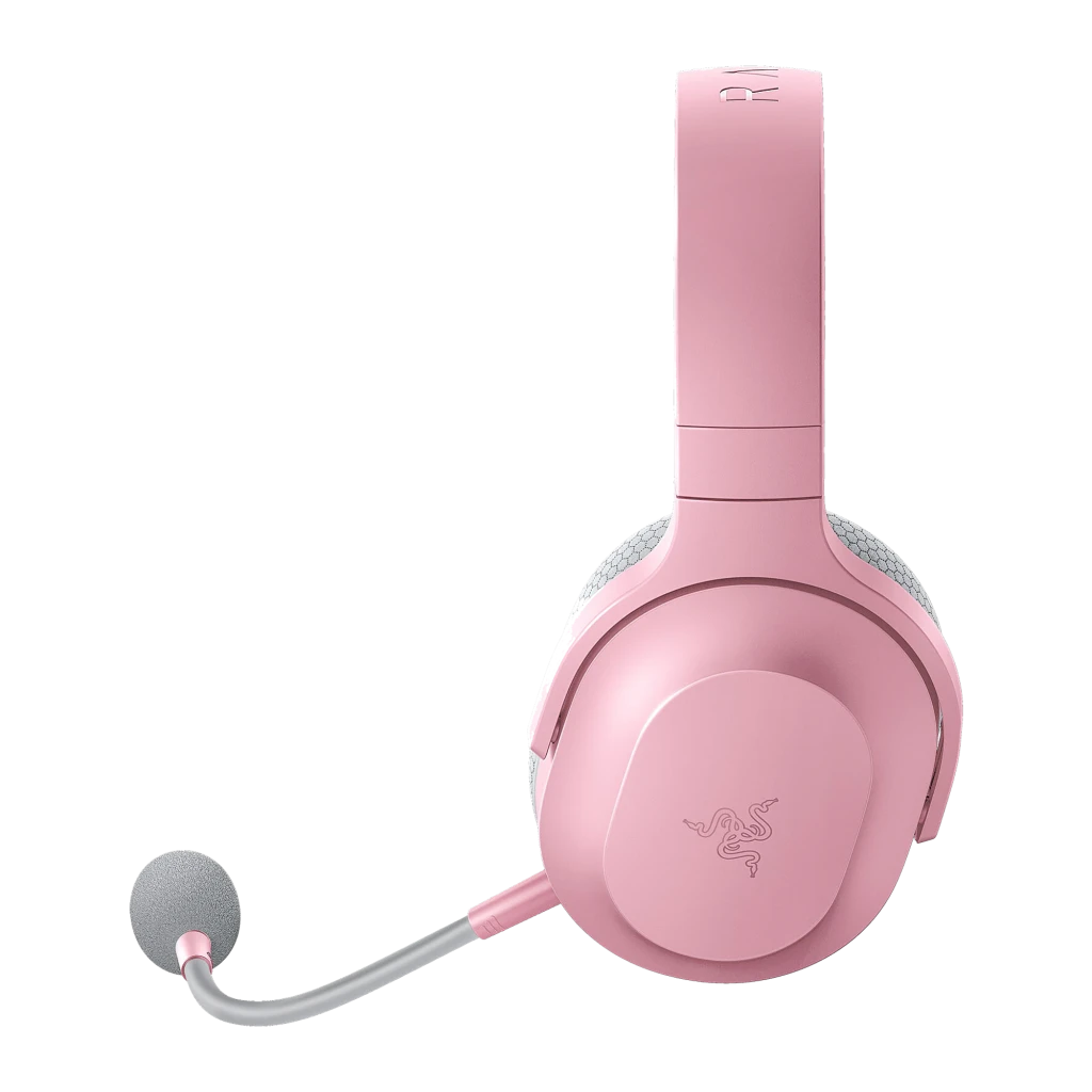 Auscultadores gaming rosa sem fios com microfone amovível, almofadas cinza macias, arco acolchoado e controlos laterais discretos Razer Barracuda X - Item3