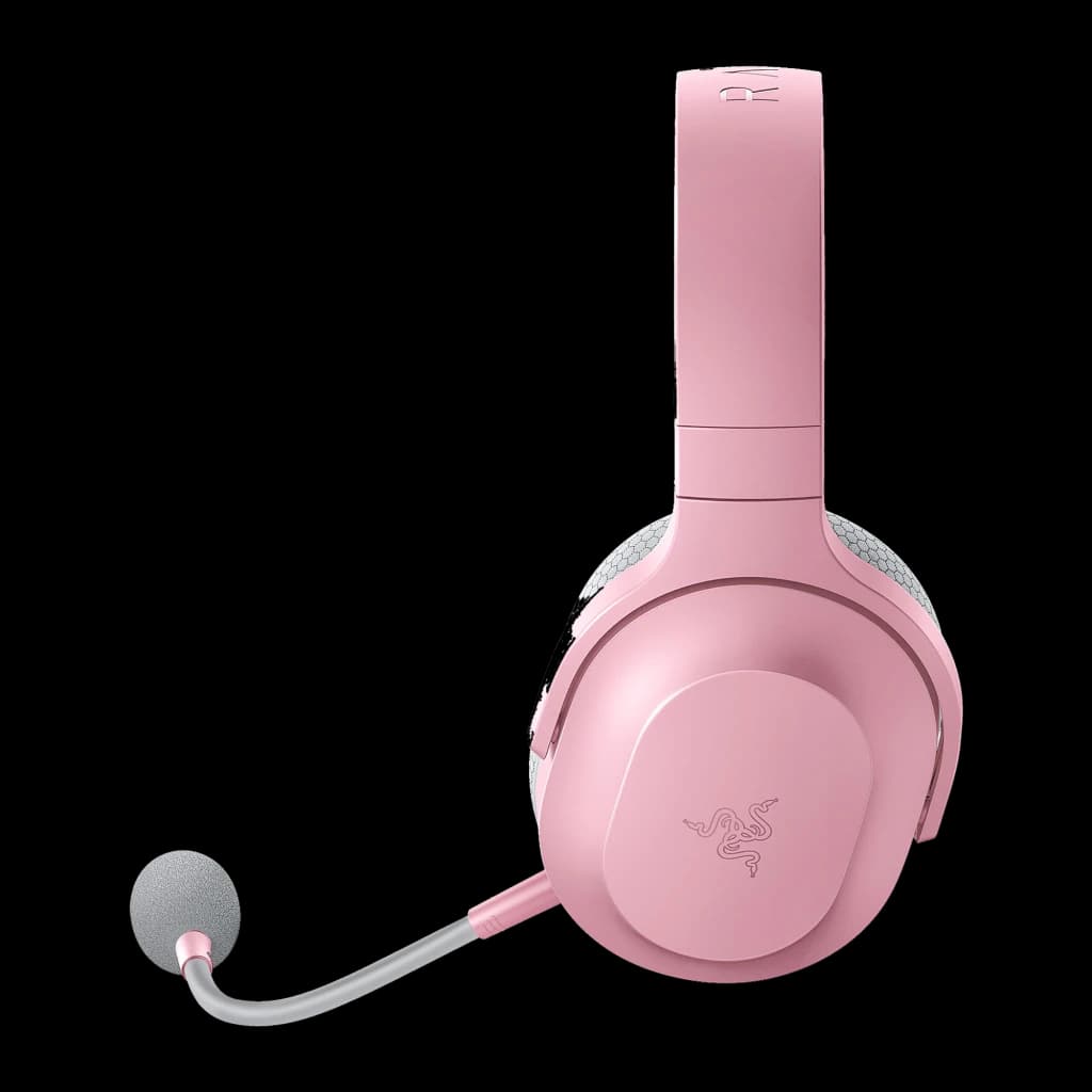 Auriculares Gaming Razer Barracuda X inalámbricos en color rosa, diadema acolchada y copa cerrada, micrófono boom extraíble con espuma antiviento