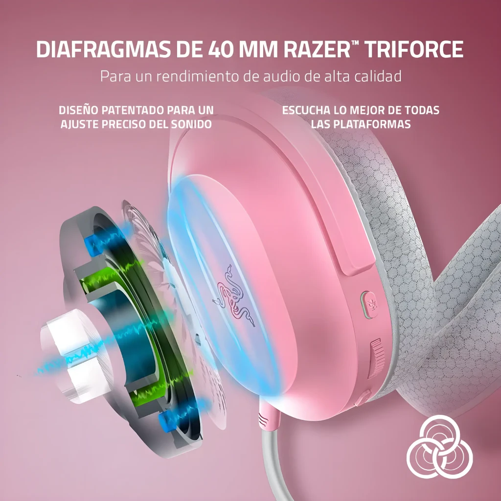 Auscultadores gaming rosa sem fios com microfone amovível, almofadas cinza macias, arco acolchoado e controlos laterais discretos Razer Barracuda X - Item1
