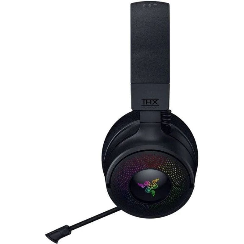 RAZER Kraken V4 - Auriculares Gaming con diadema acolchada, copas cerradas, almohadillas suaves y luces RGB en los laterales con logo Razer iluminado