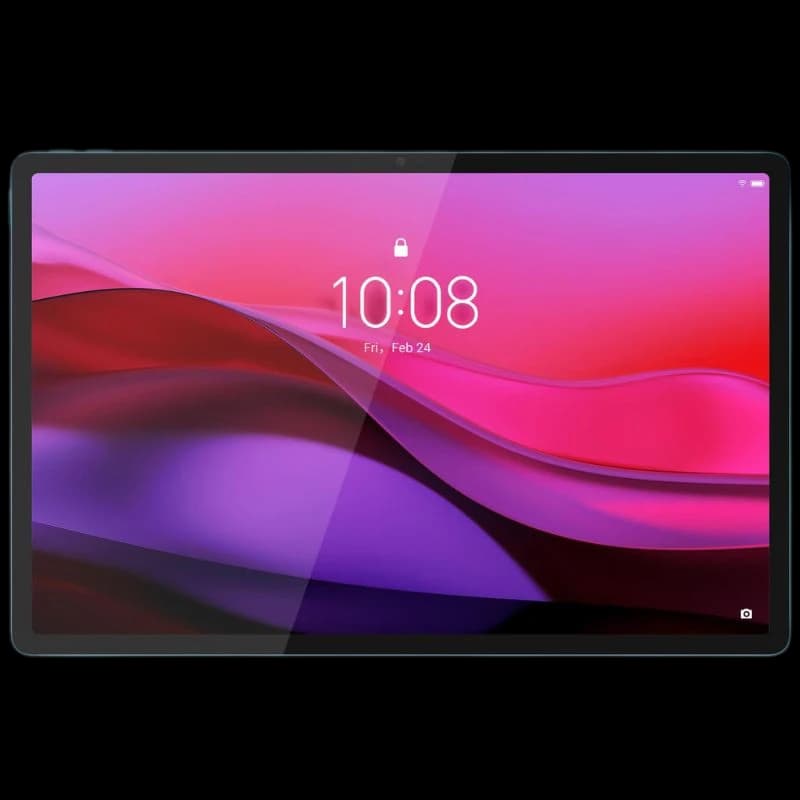Tablet Lenovo Yoga Tab Plus 12,7" Verde Azulado, tela grande com bordas finas, câmera frontal central, inclui caneta, capa e teclado; 16GB/256GB Wi‑Fi