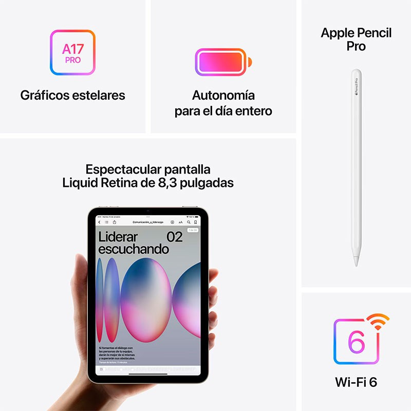 Apple iPad Mini 2024 blanc, écran 8,3