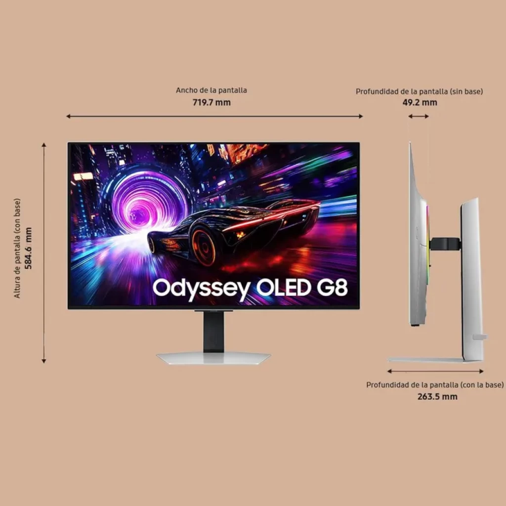 Samsung Monitor gaming 32″ G81SF Odyssey OLED G8 4K 240Hz con biseles delgados, pantalla plana luminosa y soporte metálico ajustable, diseño premium gaming - Ítem5