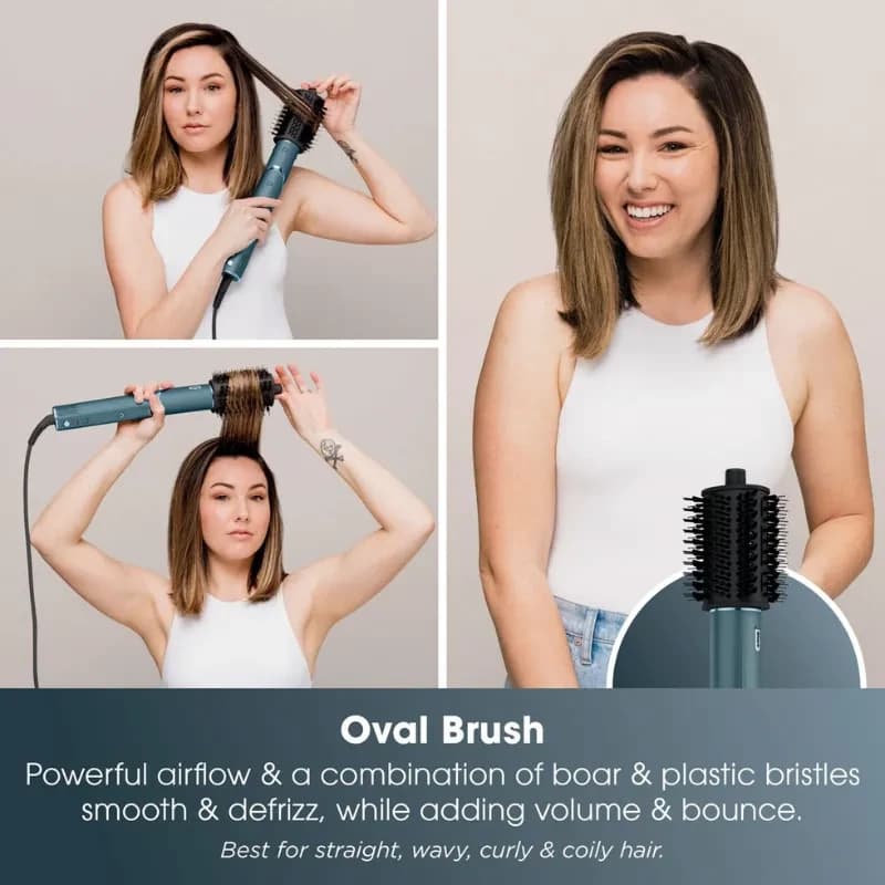 Brosse ovale pour FlexStyle Shark Styler édition limitée Ottanio, poils mixtes et flux d’air puissant pour lisser, démêler et ajouter volume et rebond