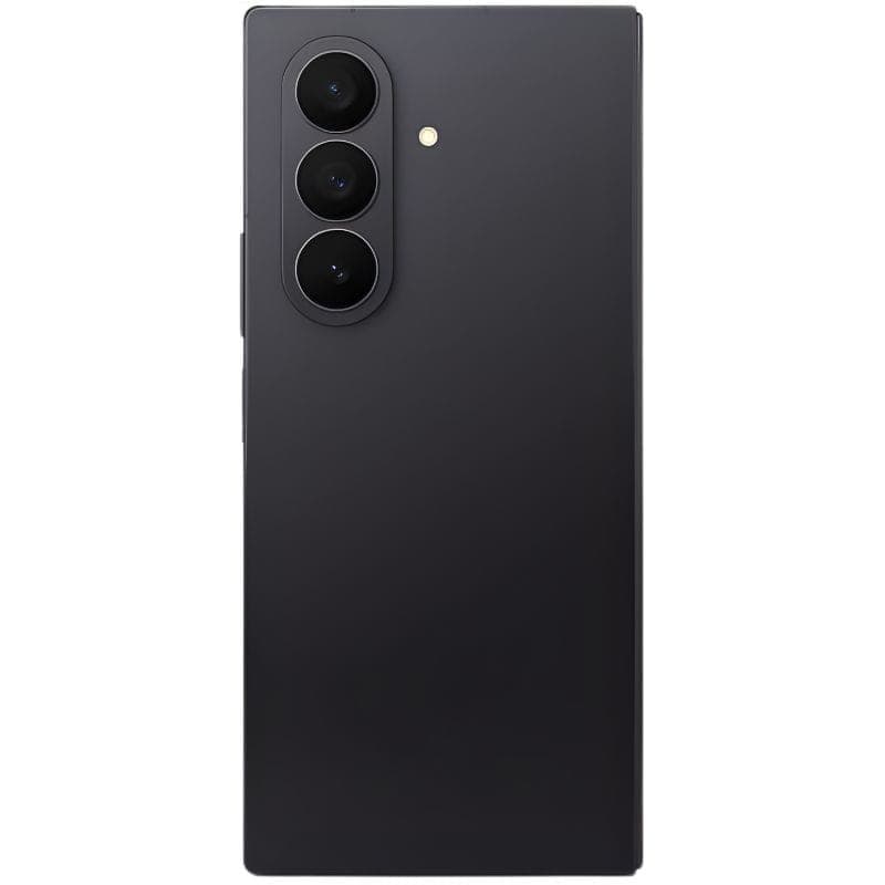 Écran pliable ouvert du Samsung Galaxy Z Fold7 5G noir, dalle interne sans bord apparent, caméra sous écran, surface sombre lisse, état excellent rénové.