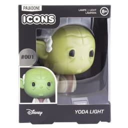 Lámpara Paladone Icon Yoda: luz decorativa con figura chibi de Yoda en verde, cabeza grande, orejas puntiagudas y bata beige. Ideal para fans y estanterías.