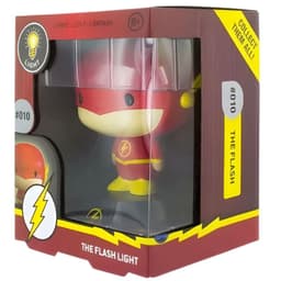 Lâmpada Paladone Icon The Flash 3D: mini luminária colecionável do herói, figura vermelha com símbolo de raio amarelo, em caixa expositora.