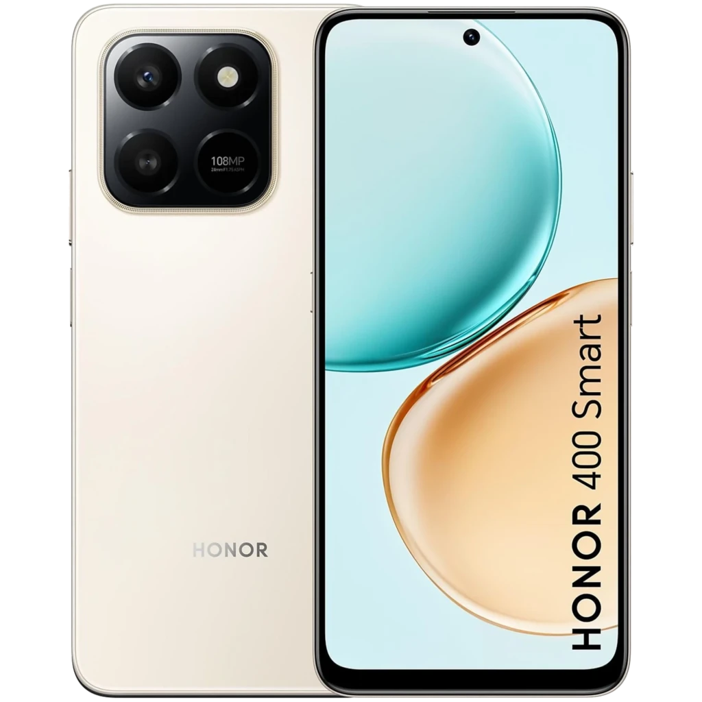 Honor 400 Smart 4G doré avec écran bord à bord perforé, bords fins, module photo triple arrière proéminent 108 MP, finition élégante 6 Go 128 Go - Ítem