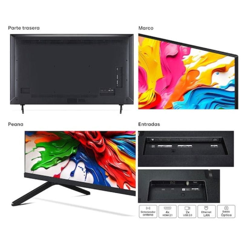 LG AI 55QNED92A6A 55 4K UHD QNED evo MiniLED com processador α8 Gen2, IA que aprimora imagem e som, cores vivas e alto brilho, Wi‑Fi Smart TV