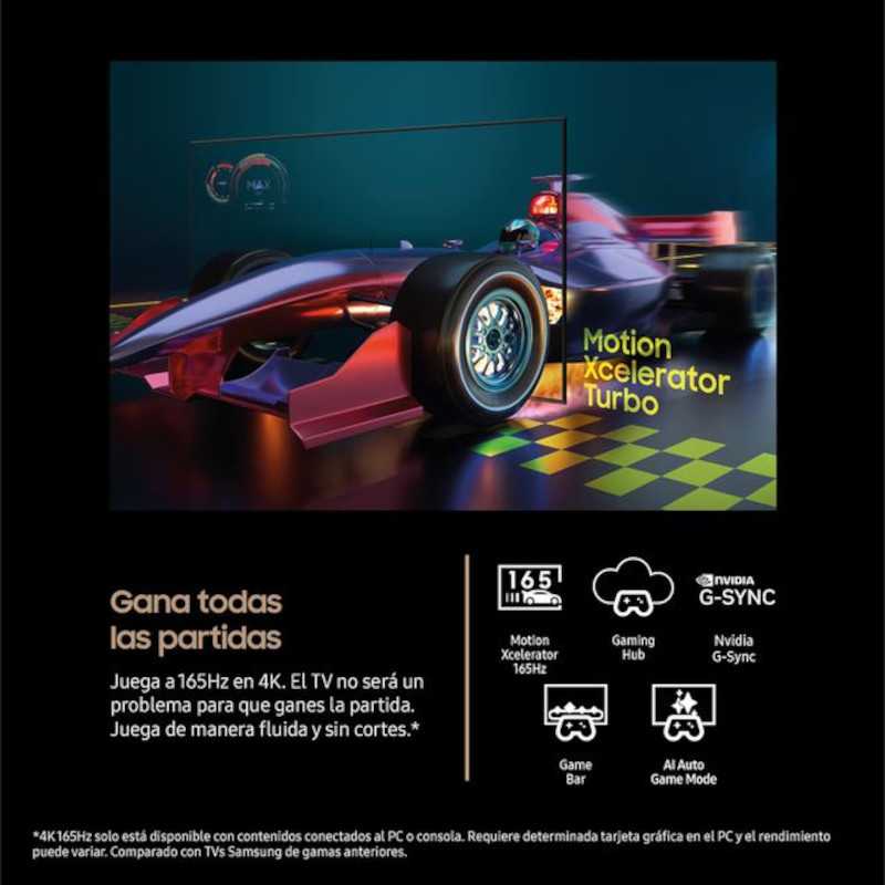 Samsung S95F TQ55S95FAT 55 4K OLED: tela fina sem reflexos, pretos profundos, cores vivas, base central discreta, ícones de recursos na parte inferior - Item4