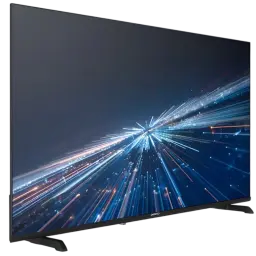 DAEWOO 55DM56QV 55" UHD Smart TV con biseles delgados, pantalla plana de alto contraste y base doble; imagen nítida con efecto de luz en movimiento.