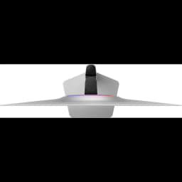 Moniteur argenté profil fin, dos épuré avec bande RGB centrale, support noir ajustable, design moderne pour Samsung Odyssey G8 27 pouces 4K OLED 240 Hz