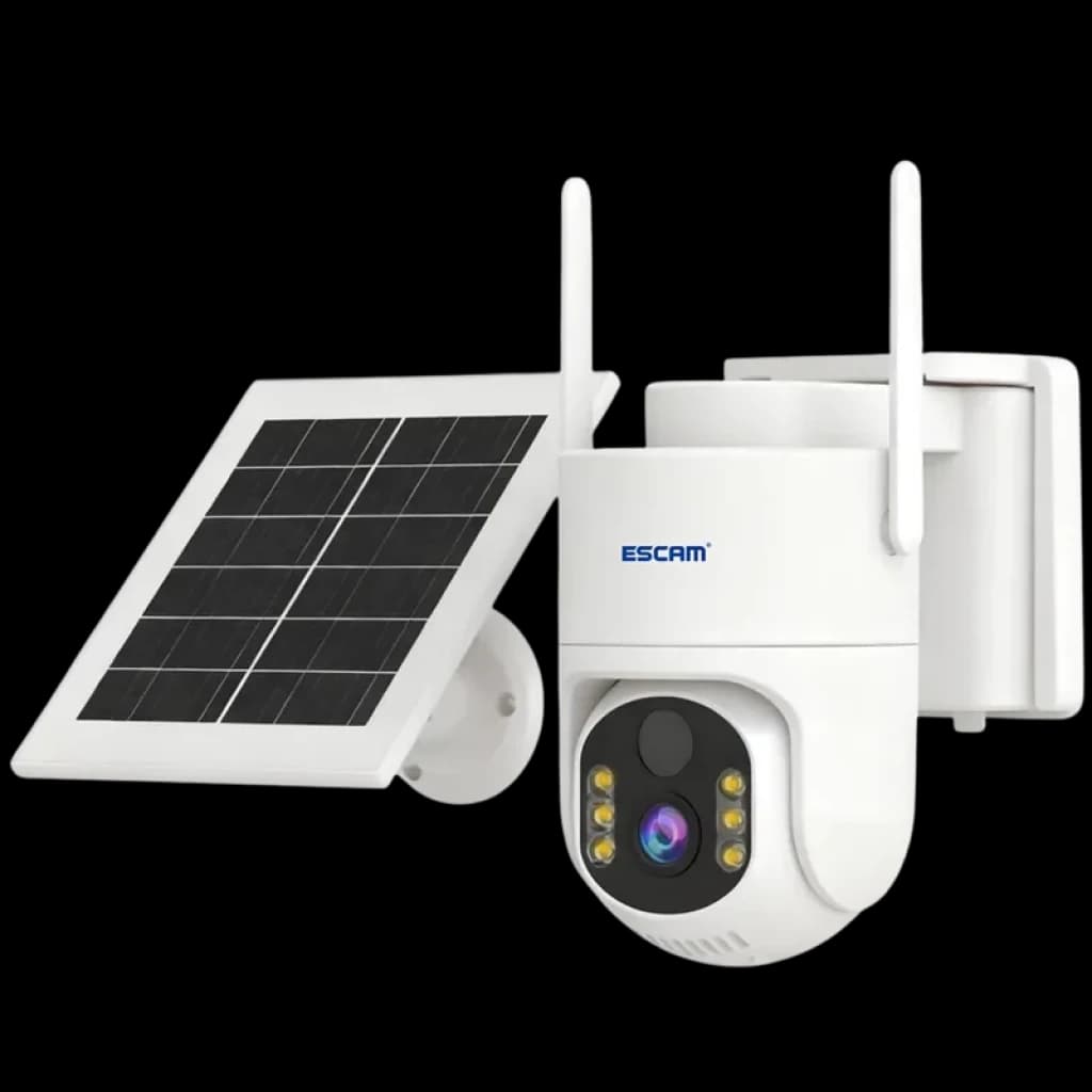 ESCAM QFS71 4G LTE con visión nocturna en color de 3 MP, alarma PIR, PTZ y audio bidireccional - Cámara de seguridad con panel solar
