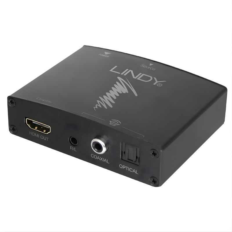Lindy 38167, Noir - Convertisseur audio compact avec entrée HDMI In, sortie optique, voyant Status, bouton Power et port DC 5V, boîtier métal noir - Ítem1