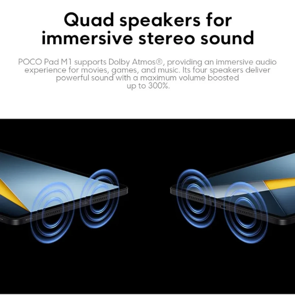 Xiaomi Poco Pad M1 Wifi azul com tela grande de bordas finas, câmera dupla traseira vertical e acabamento fosco; 8GB RAM e 256GB armazenamento. - Item7