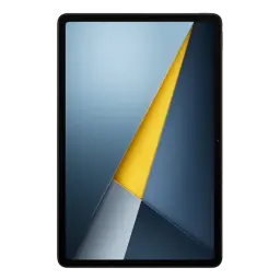 Xiaomi Poco Pad M1 Wifi 8Go 256Go Gris avec grand écran bord à bord, bords fins, dalle brillante aux tons bleu gris et accent jaune géométrique
