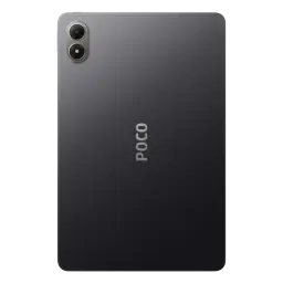Xiaomi Poco Pad M1 Wifi 8Go 256Go Gris avec dos métallisé sombre, logo POCO centré et double module photo vertical à anneaux dorés