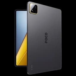Xiaomi Poco Pad X1 Wifi 8Go/512Go Gris avec grand écran bord fin, dos gris mat, module photo carré avec liseré doré et logo POCO distinctif