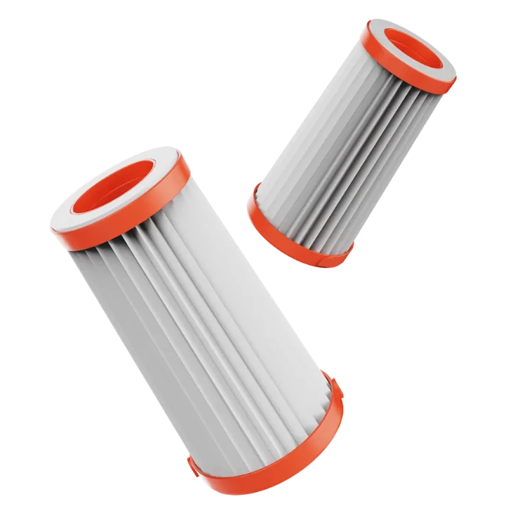 Filtro cilíndrico plisado blanco con bordes naranjas, compatible con Xiaomi Dust Mite Vacuum Cleaner 2 Pro, pack de 2 repuestos para captura de polvo y ácaros - Ítem1