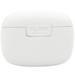 JBL Tune Beam 2 Blanco: auriculares in-ear true wireless blancos, diseño compacto con tallo corto, puntas de silicona, puertos de micrófono y marcadores L/R.