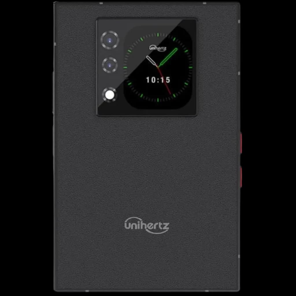 Unihertz Titan 2 5G Dual SIM 12GB/512GB con tapa trasera texturizada, módulo dual de cámara con flash y pantalla secundaria cuadrada con reloj digital