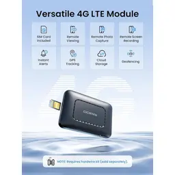 Módulo DDPAI 4G Cloud Box compacto em preto, com slot de SIM lateral. Destaques: LTE, visualização remota, captura de fotos, gravação, GPS e armazenamento