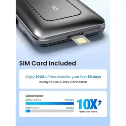 DDPAI 4G Cloud Box com slot para SIM incluso; corpo metálico compacto, porta lateral para cartão SIM e destaque de 30GB grátis por 90 dias e upload 50Mbps.