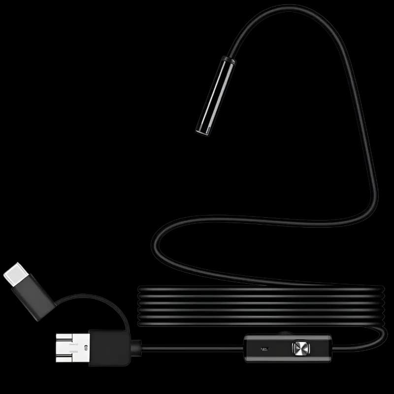 Endoscópio digital de 8 mm com foco automático e 5 MP (USB-A/MicroUSB/Tipo C) – Cabo flexível – 3,5 m