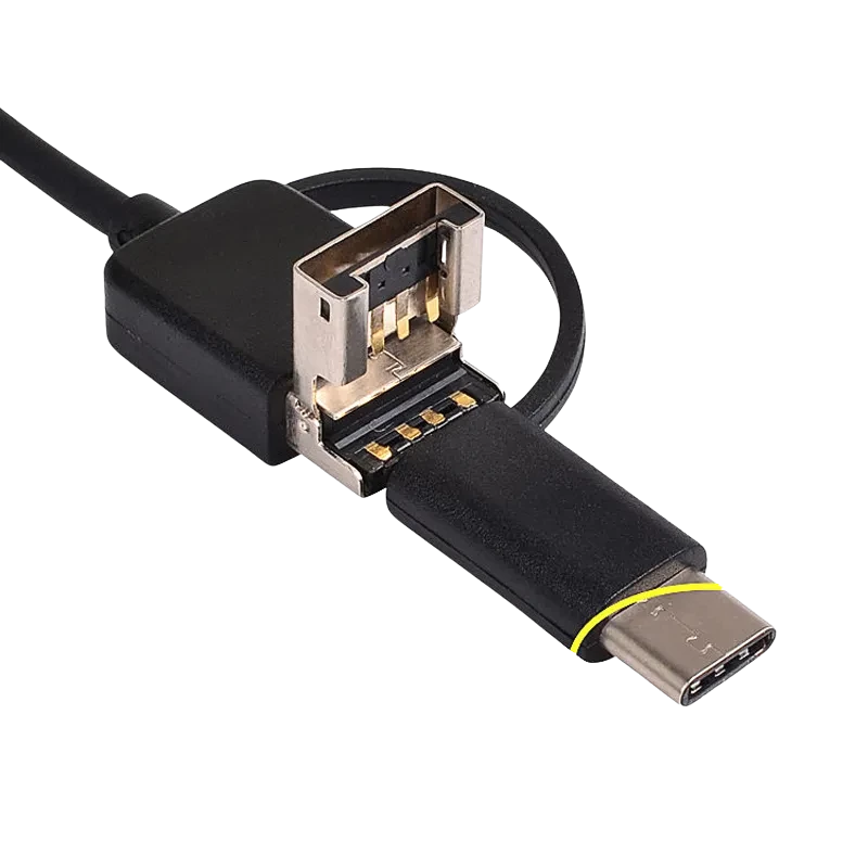 Endoscópio digital 8 mm 5 MP com foco automático, cabo rígido 5 m, câmera tubular e controle no cabo, conexões USB-A MicroUSB Tipo C para inspeção - Item1